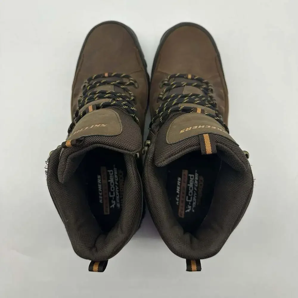 Skechers Traven Crazy Horse Brown Leather Waterproof Hiking Shoes Men's Size 12